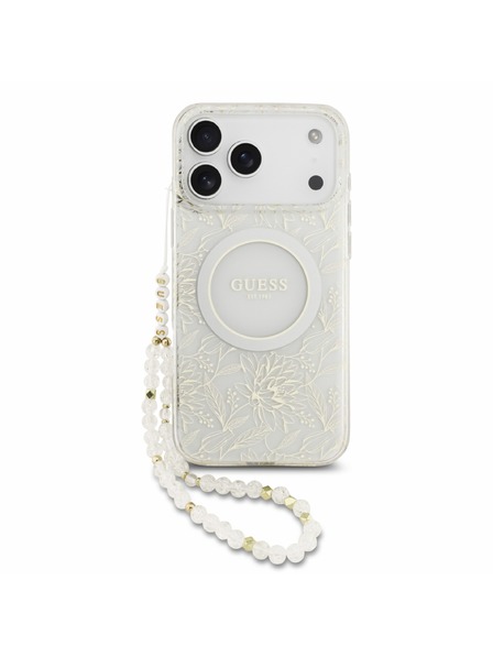 Guess Guess IML Flowers Allover Curea MagSafe Carcasă Spate pentru iPhone 18 Pro Max Alb