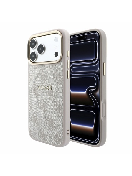 Guess Guess PU Leather 4G Gold Frame Embossed MagSafe Carcasă Spate pentru iPhone 18 Pro Max Roz