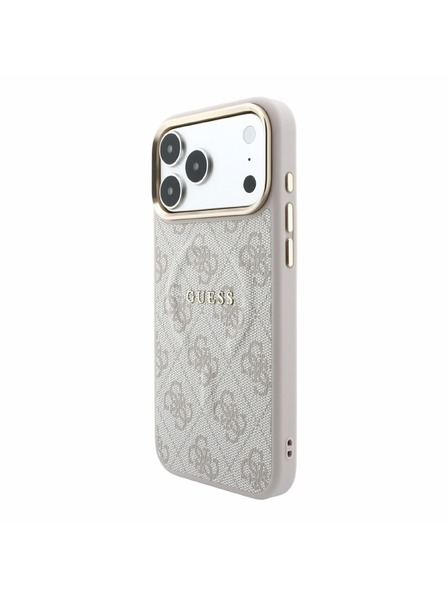 Guess Guess PU Leather 4G Gold Frame Embossed MagSafe Carcasă Spate pentru iPhone 18 Pro Max Roz