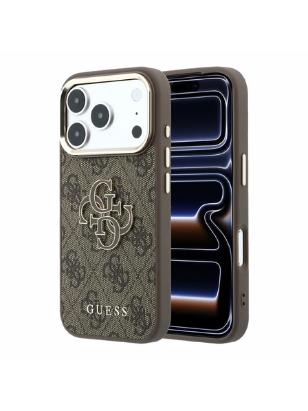 Guess Guess PU 4G Resin Metal Logo Carcasă Spate pentru iPhone 18 Pro Max Maro