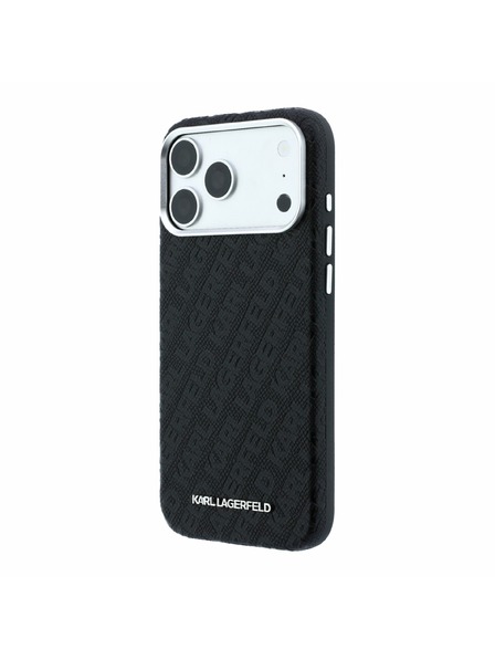 Karl Lagerfeld Karl Lagerfeld PU Grained Allover Semi Wrap Magsafe Carcasă Spate pentru iPhone 18 Pro Max Negru