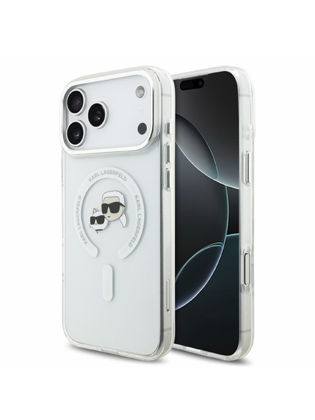 Karl Lagerfeld Karl Lagerfeld IML K&CH Heads Metal Frame MagSafe Carcasă Spate pentru iPhone 18 Pro Max Alb