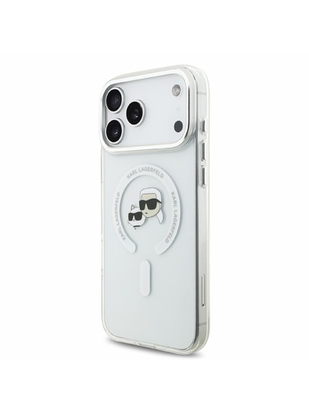 Karl Lagerfeld Karl Lagerfeld IML K&CH Heads Metal Frame MagSafe Carcasă Spate pentru iPhone 18 Pro Max Alb