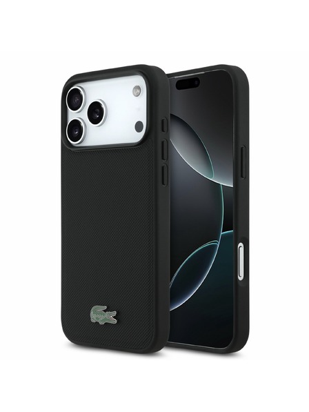 Lacoste Lacoste PVC Iconic Petit Pique Metal Logo MagSafe Carcasă Spate pentru iPhone 18 Pro Max Negru