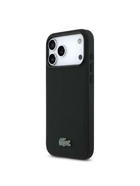 Lacoste Lacoste PVC Iconic Petit Pique Metal Logo MagSafe Carcasă Spate pentru iPhone 18 Pro Max Negru
