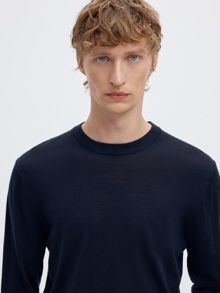 SELECTED Pulover merino pentru bărbați navy blazer