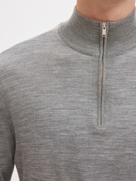 SELECTED Pulover cu fermoar la gât pentru bărbați grey melange
