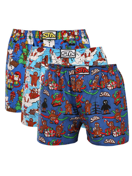 Styx Set de trei - pantaloni scurți bărbătești Styx art bandă clasică multicolori