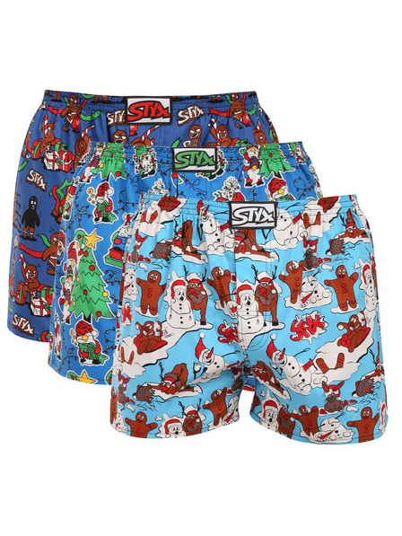 Styx Set de trei - pantaloni scurți bărbătești Styx art bandă clasică multicolori