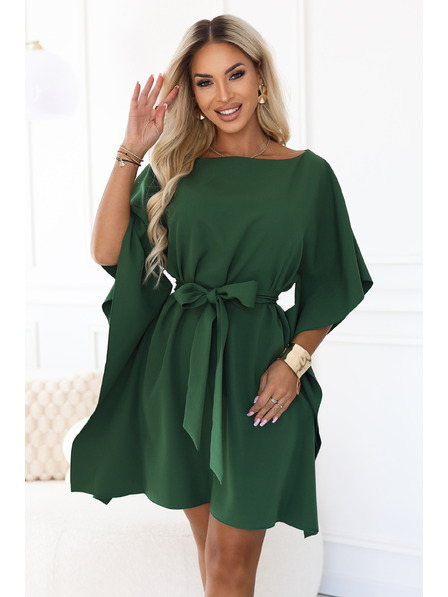 numoco SOFIA Rochie pentru femei tip fluture cu legătură la talie - verde smarald