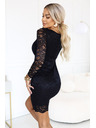 numoco Rochie mini ajurată mulată cu mânecă lungă - negru