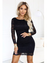 numoco Rochie mini ajurată mulată cu mânecă lungă - negru