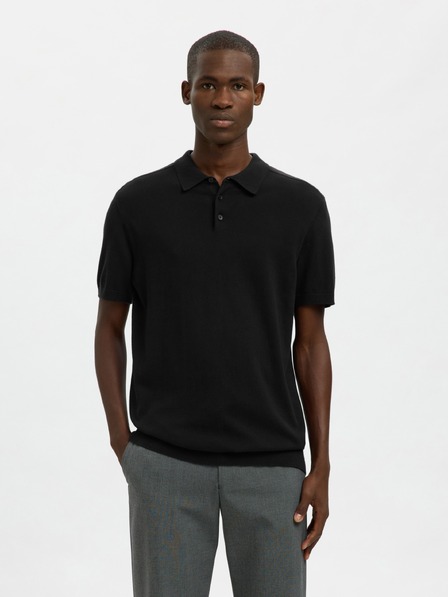 SELECTED Tricou polo SELECTED pentru bărbați negru