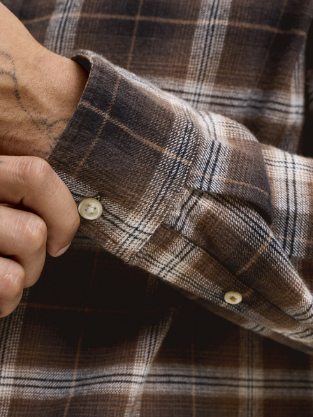 Jack & Jones Cămașă din flanelă în carouri pentru bărbați maro
