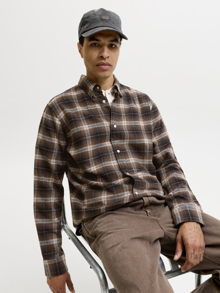 Jack & Jones Cămașă din flanelă în carouri pentru bărbați maro