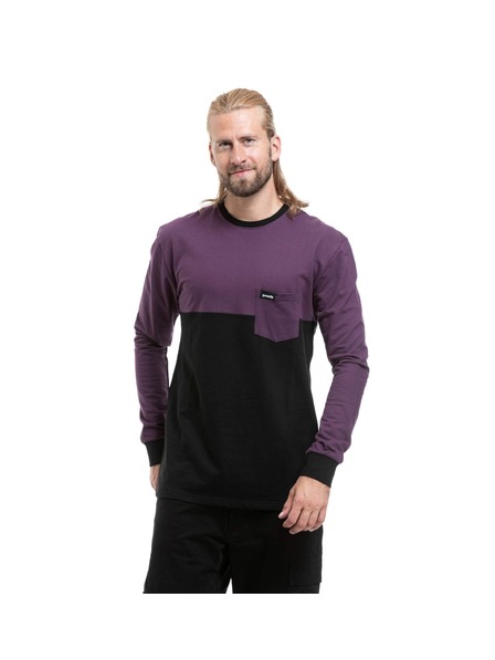 Meatfly Meatfly tricou bărbătesc cu mânecă lungă Harvey Deep Purple / Black